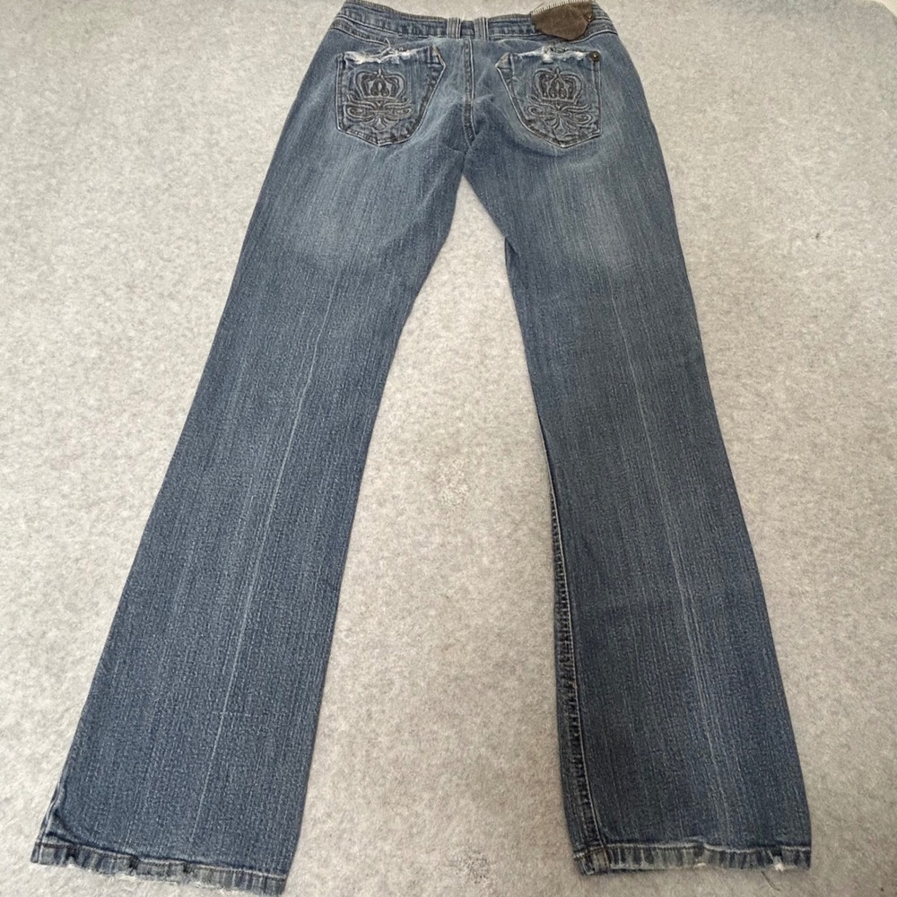 Industrial Cotton Womens Blue Denim Jeans Crown Pocket Bootcut Flare 7